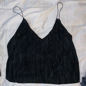 Black Cropped Fringe Top